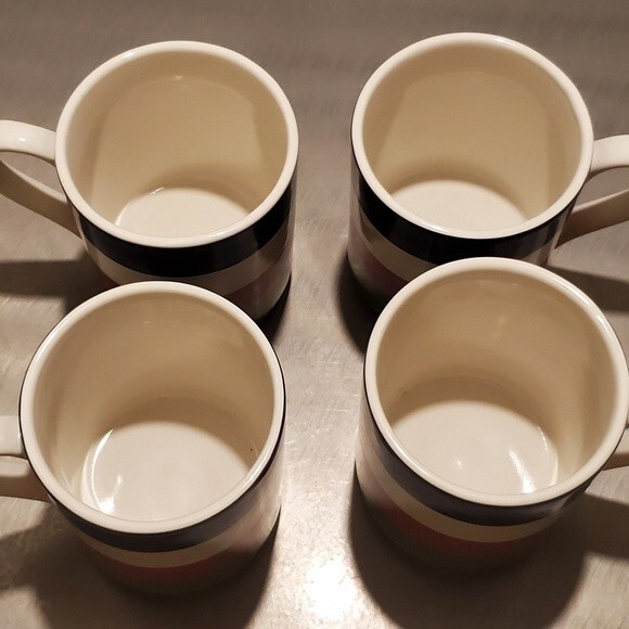 KATE SPADE NY Lenox "All In Good Taste" Stripe Mugs Blue White Pink Green Set 4 - Picture 5 of 9